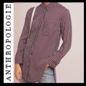 Anthro Maeve Adelaide Striped Poplin Shirt
